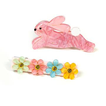 Hop Bunny Pearlized Pink Alligator Clips