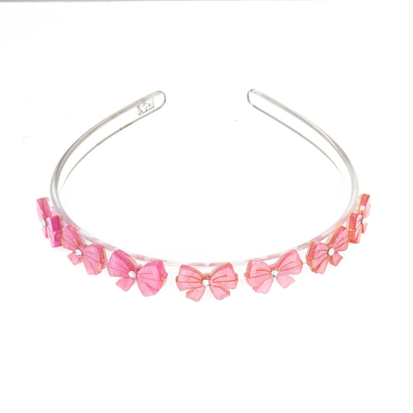 Tiara Laço Mini Mult Com Cristal Rosa Tesxturizado