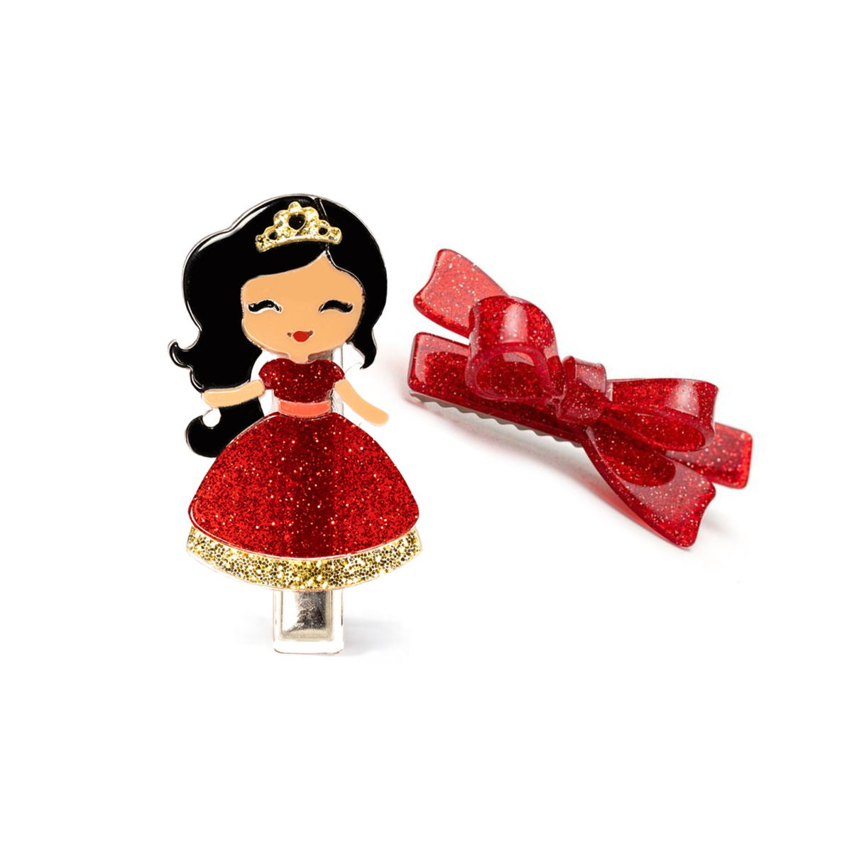 Bico de Pato Fashion Girl H com Laço Vermelho purpurinado