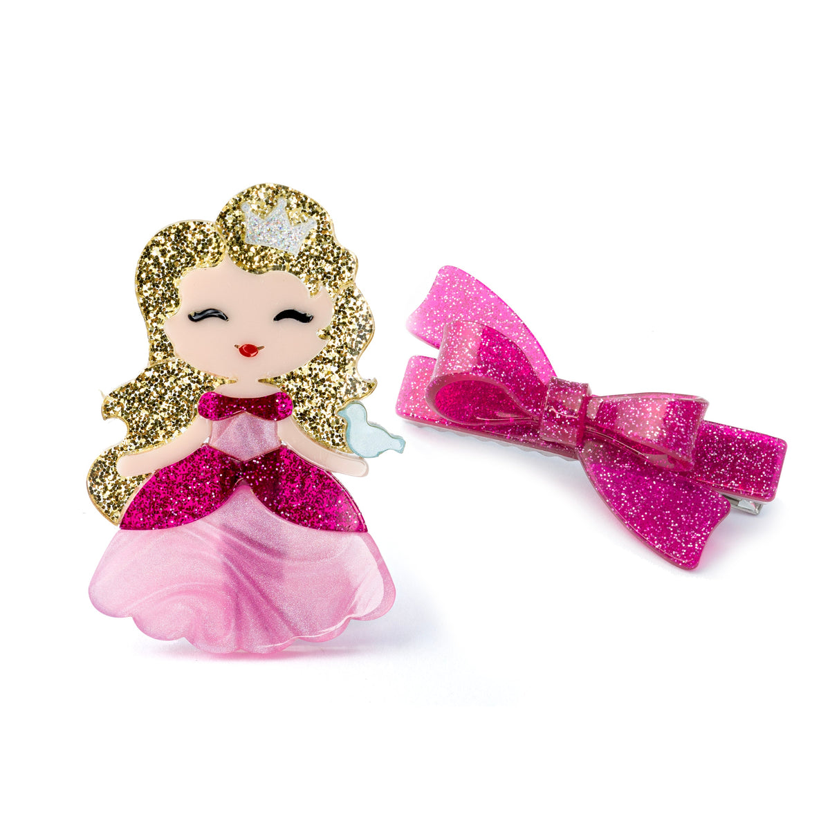 Bico de Pato Bonequinha BA com Laço Pink Purpurinado
