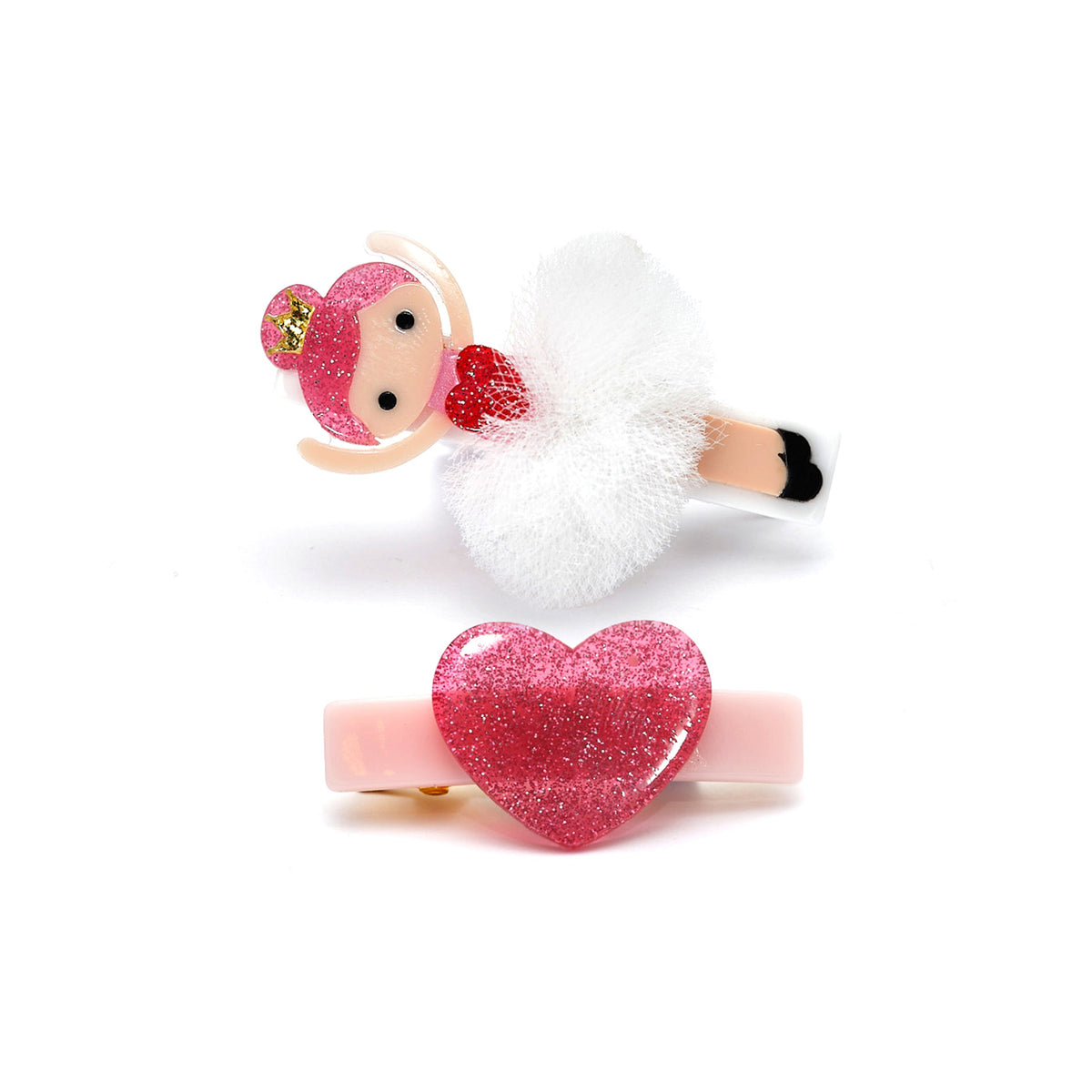 Bico De Pato Bailarina Com Tule Branco Com Coração Rosa Cha