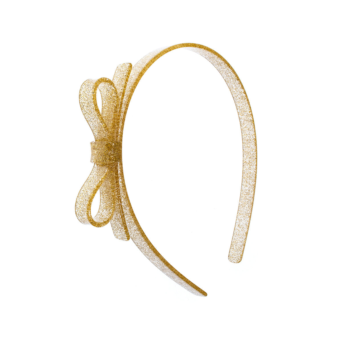 Tiara Laço Fino Dourado Purpurinado