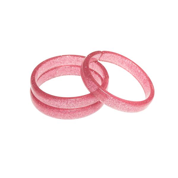 Conj Pulseira Rosa Cha Purpurinado