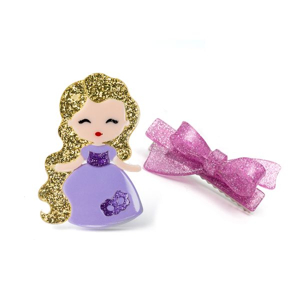 Bico de Pato Fashion Girl R com Laço Rosa Purpurinado