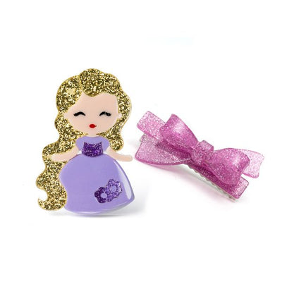 Bico de Pato Fashion Girl R com Laço Rosa Purpurinado