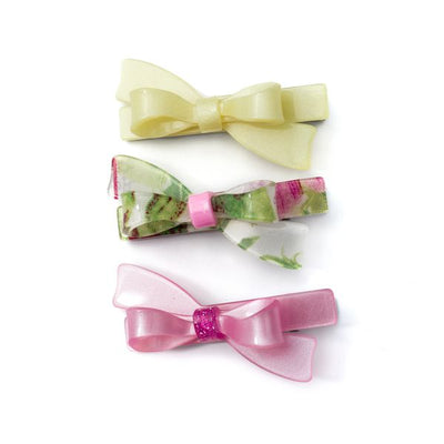 Bico De Pato Laço Rosa Acetinado com Amarelo Acetinado