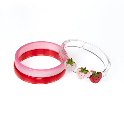 Pulseira Três Morango Tons Texturizado 