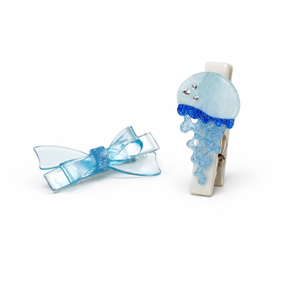 SUM - Presilhas Água-viva Azul com Laço Transparente -  Lilies & Roses NY