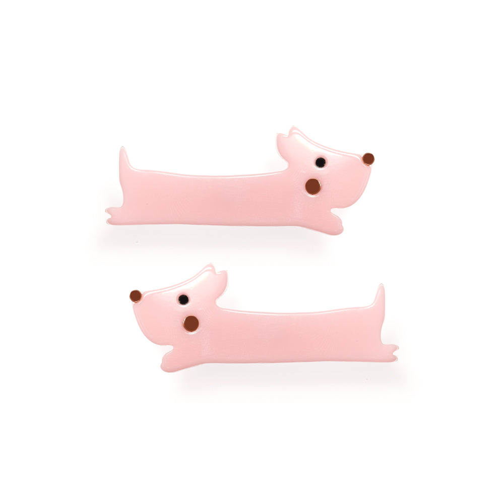 Weiner Dog Light Pink Alligator Clip