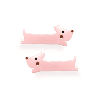 Weiner Dog Light Pink Alligator Clip