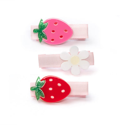Bico De Pato Dois Morangos Rosa E Vermelho E Flor Margarida - Trio