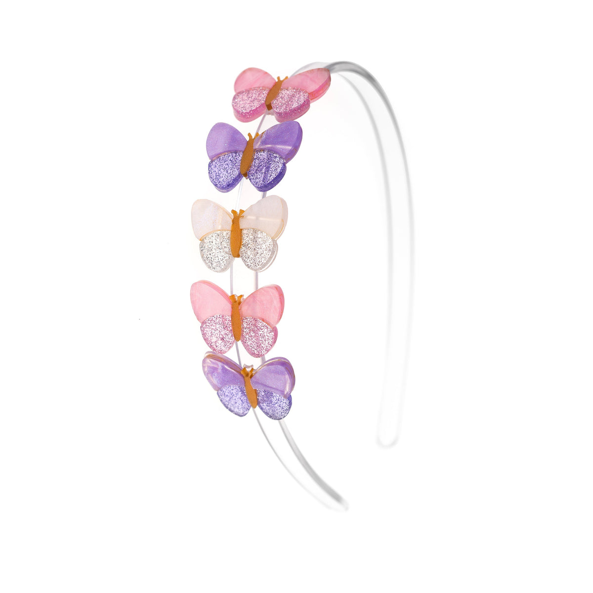  Tiara Borboleta Centopeia Lilás Com Rosa