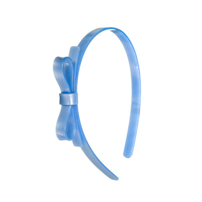 Tiara Laço Fino Azul Acetinado
