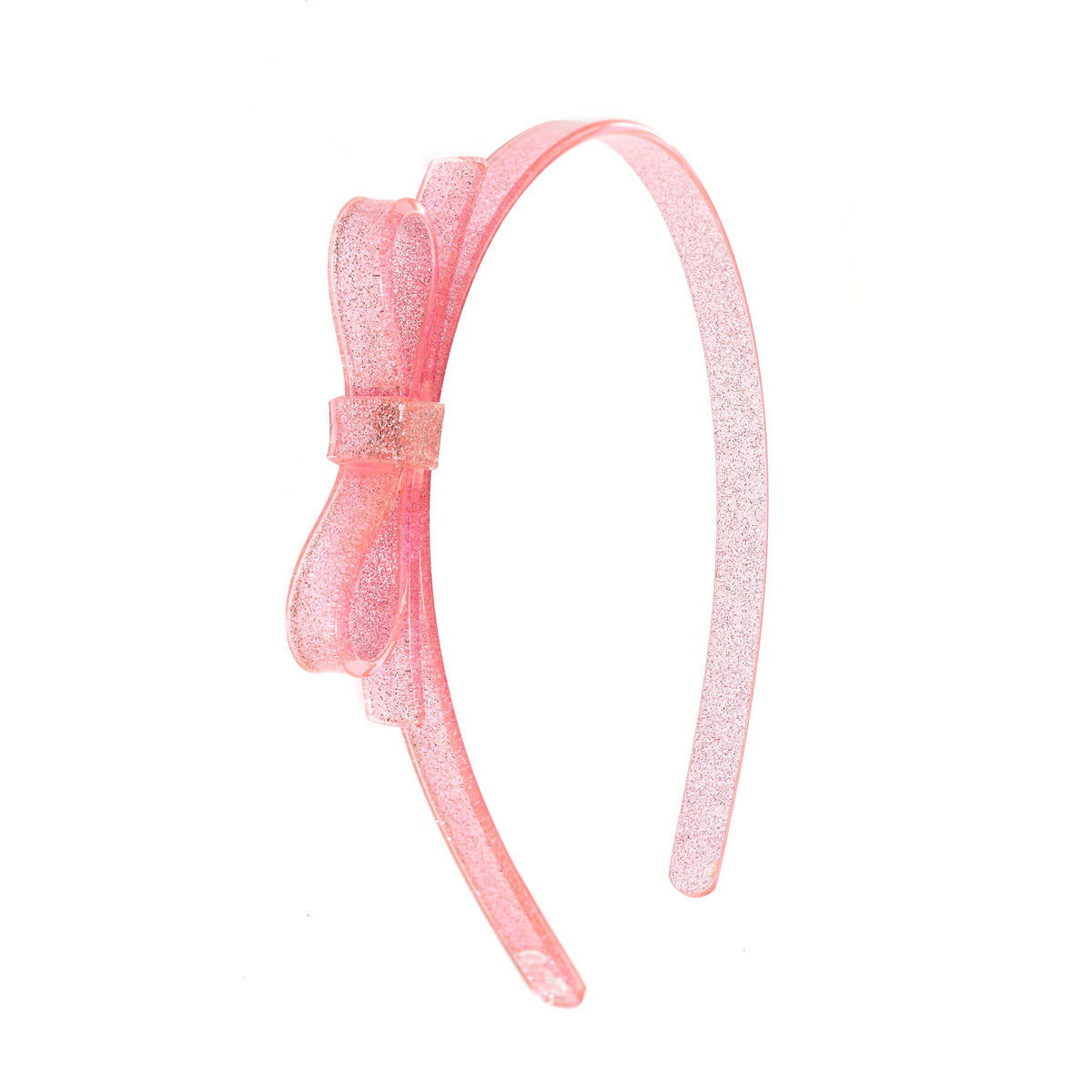 Tiara Laço Fino Rosa Festa Purpurinado