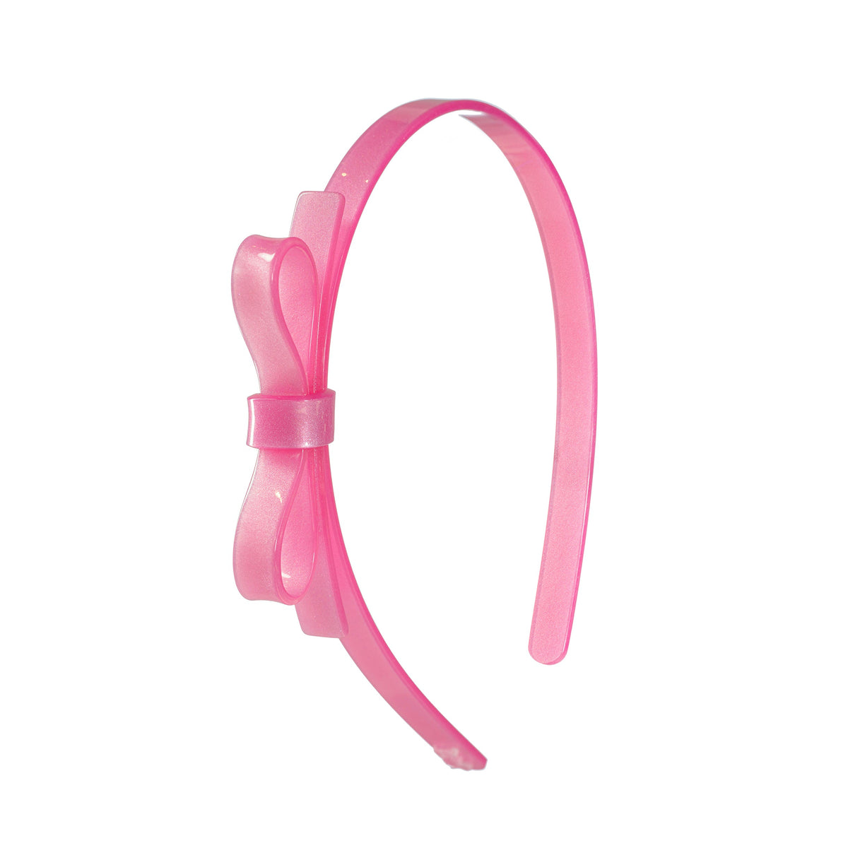 Tiara Laço Fino Rosa Acetinado