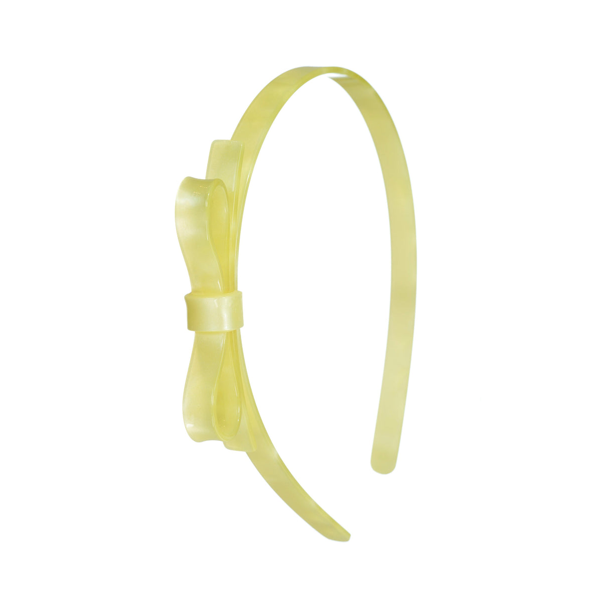 Tiara Laço Fino Amarelo Acetinado