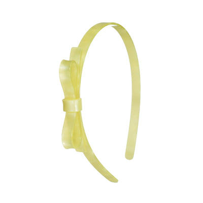 Tiara Laço Fino Amarelo Acetinado
