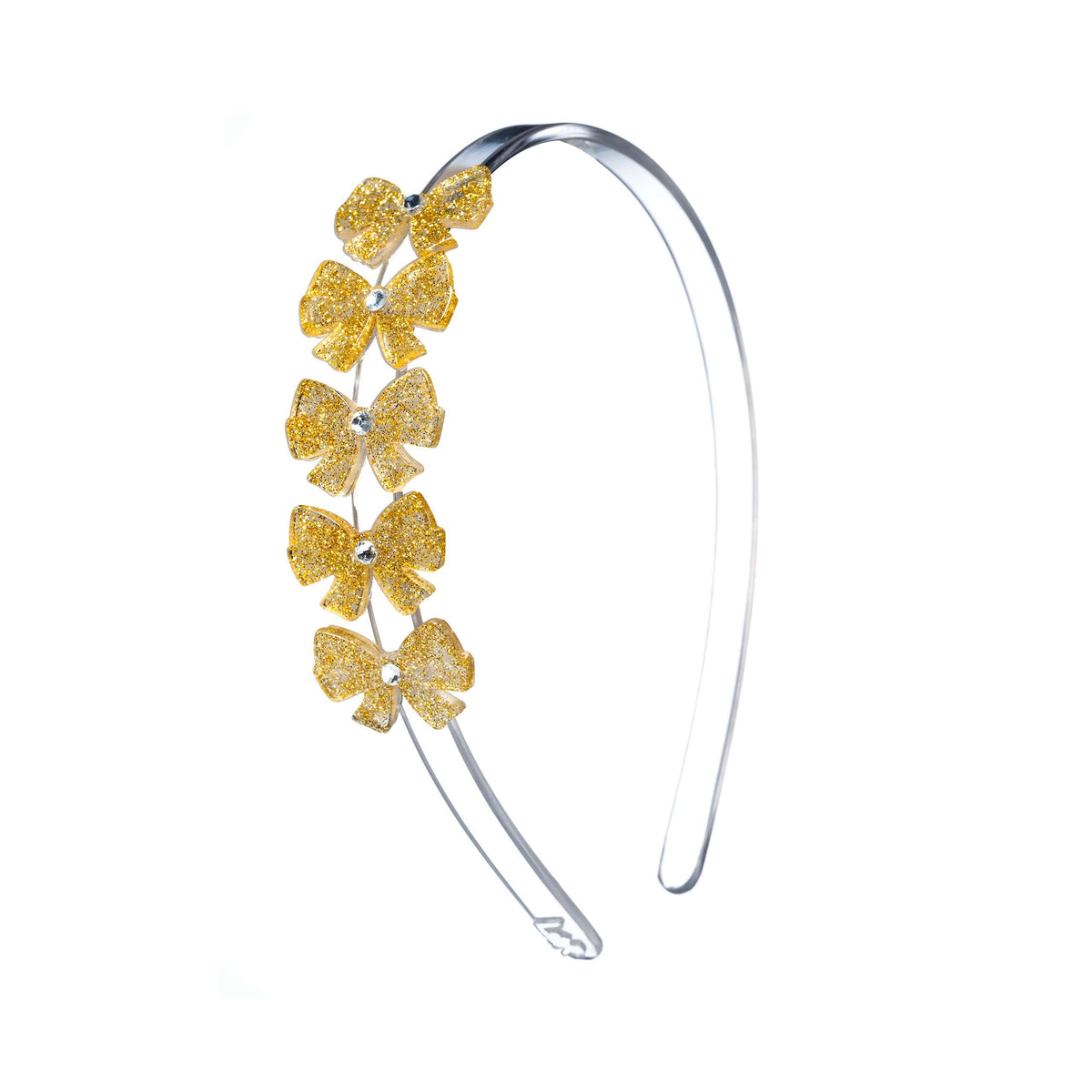 Tiara Centopeia Laço Mini Com Cristal Dourado
