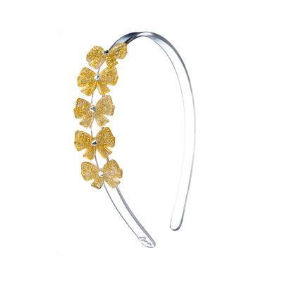 Tiara Centopeia Laço Mini Com Cristal Dourado