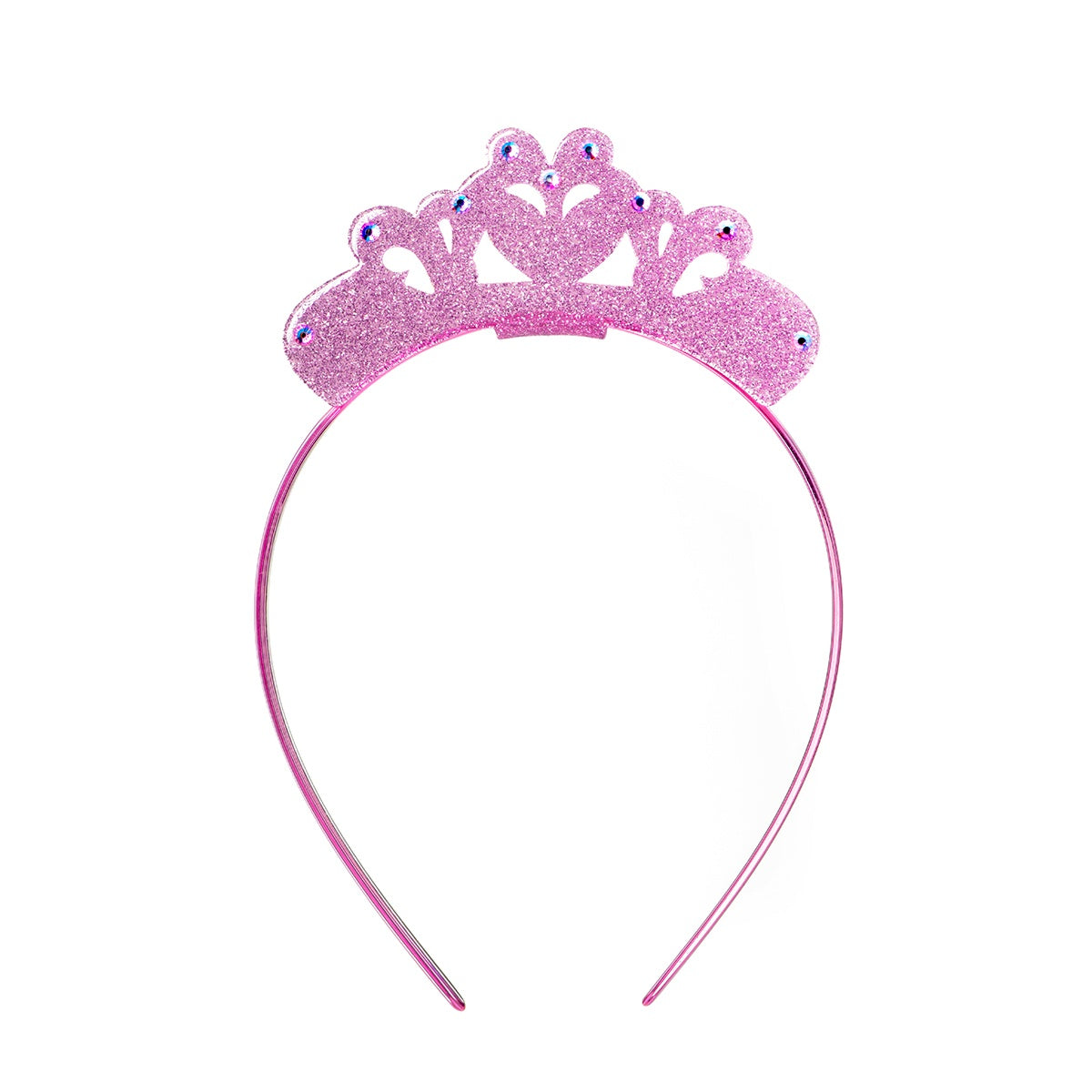 Tiara De Coroa Rosa Purpurinada