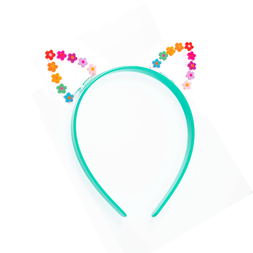 Tiara com Orelhas de Gato Florais