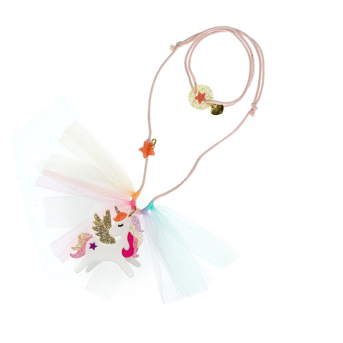 Colar Unicornio de Asa Tons Coral Purpurinado