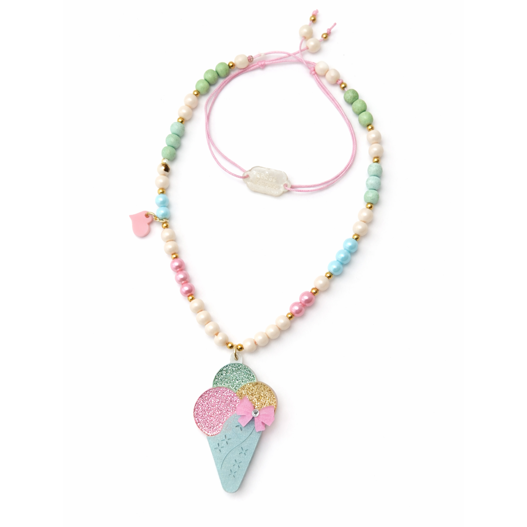 Colar Sorvete de Casquinha Pastel com Glitter -SUM -  Lilies & Roses NY