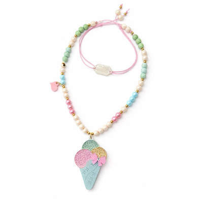 Colar Sorvete de Casquinha Pastel com Glitter -SUM -  Lilies & Roses NY